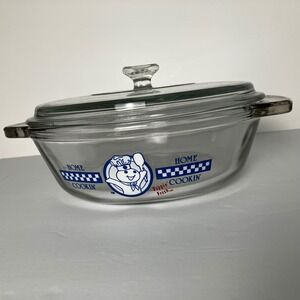 Anchor Hocking Pillsbury Doughboy Casserole Dish Lid 1.5 Qt Glass Home Cookin